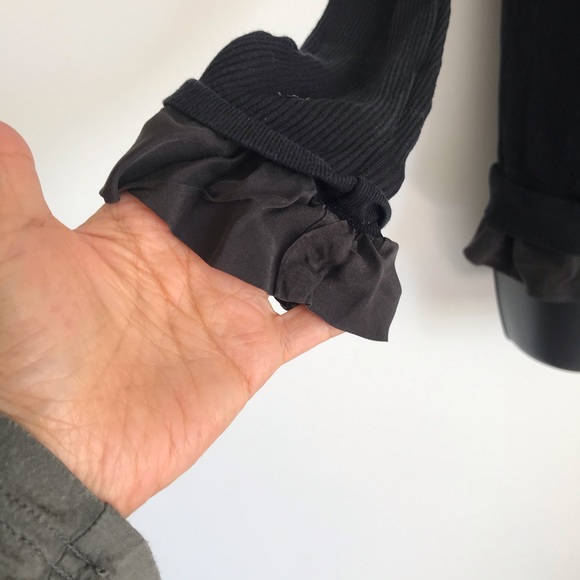 CLU Ruffle Ribbed Light Weight Black Cardigan M - Picture 4 of 11